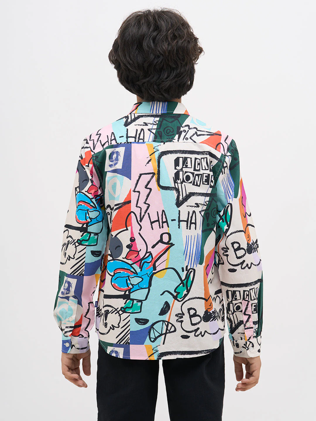 White Abstract Print Shirt - Image 9