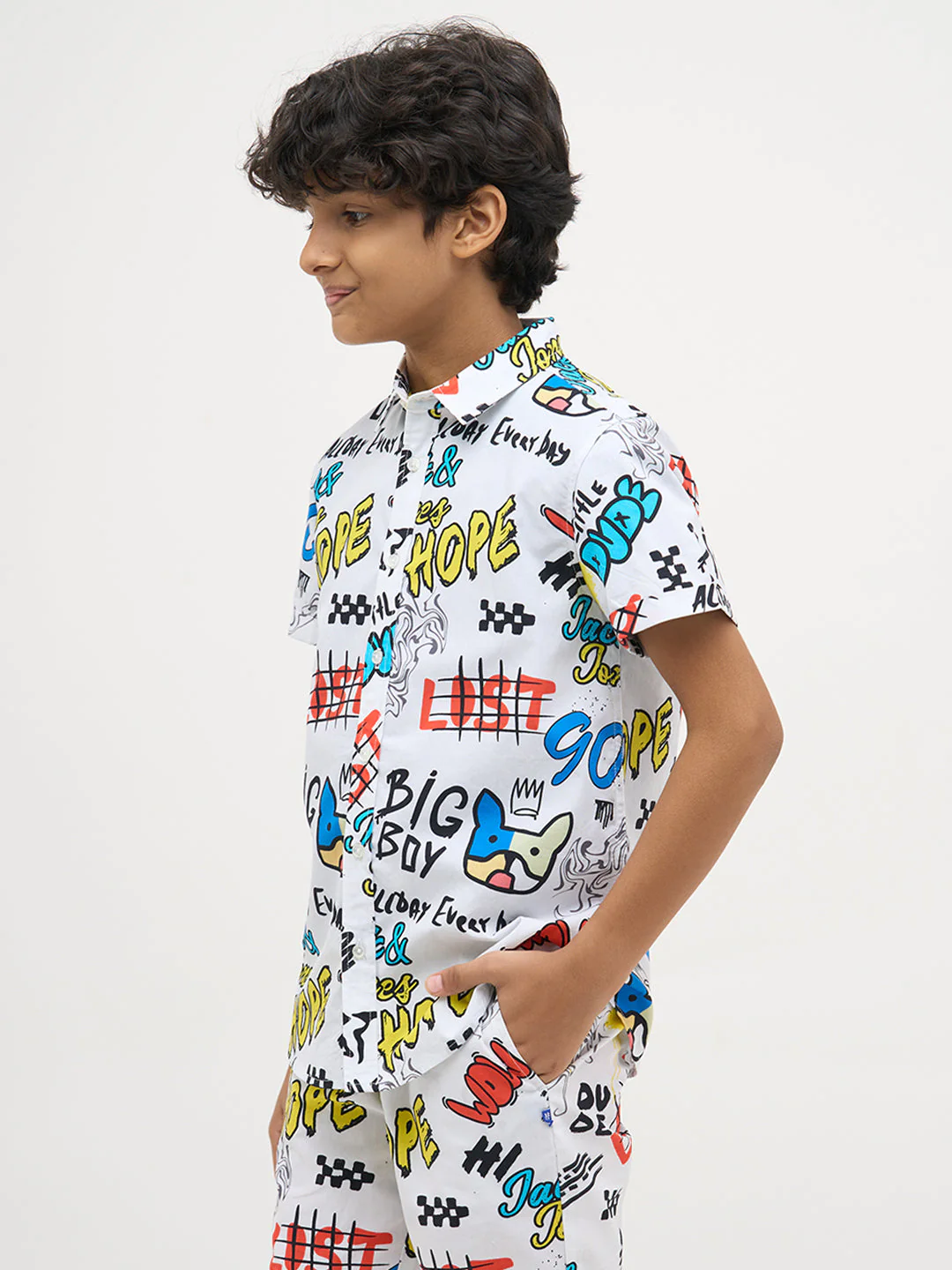 White Printed Cotton Shirt - Image 3