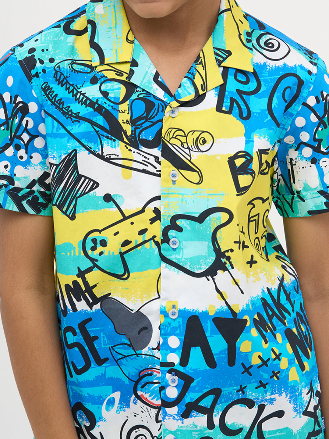 Blue Printed Cotton Shirt - Image 6