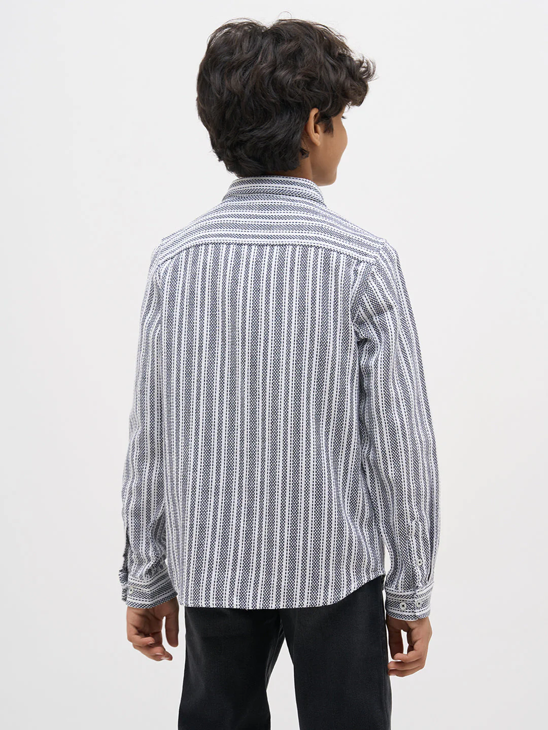 White Jacquard Striped Shirt - Image 4