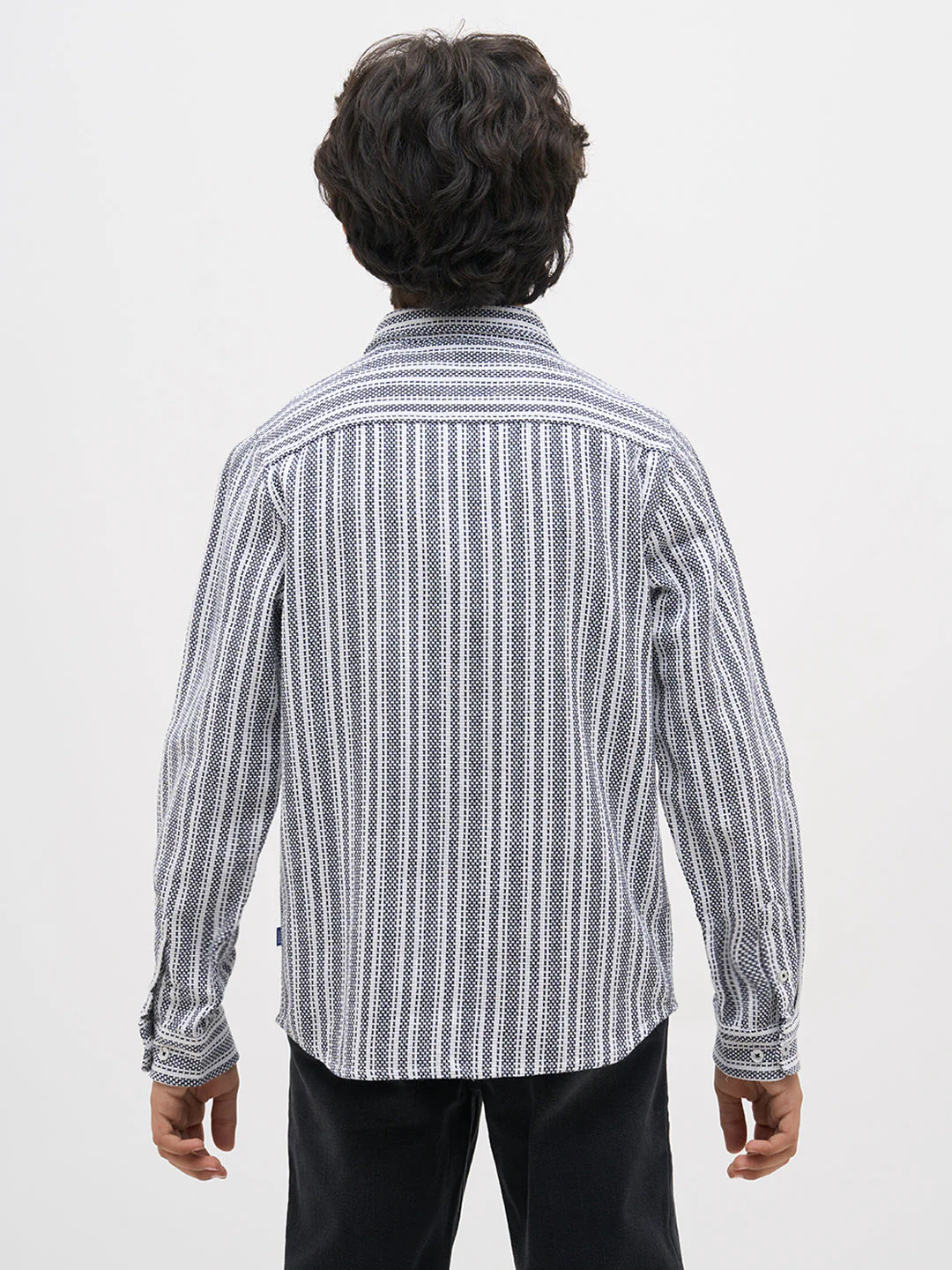 White Jacquard Striped Shirt - Image 9