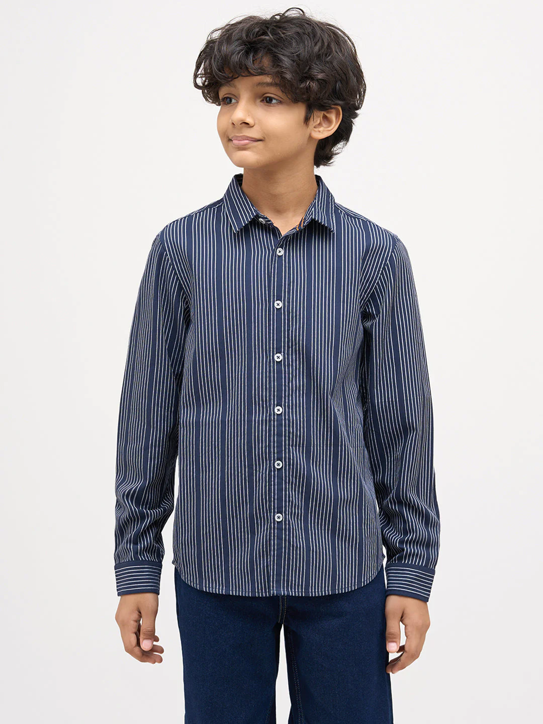 Boys Dobby Striped Cotton Shirt - Image 2