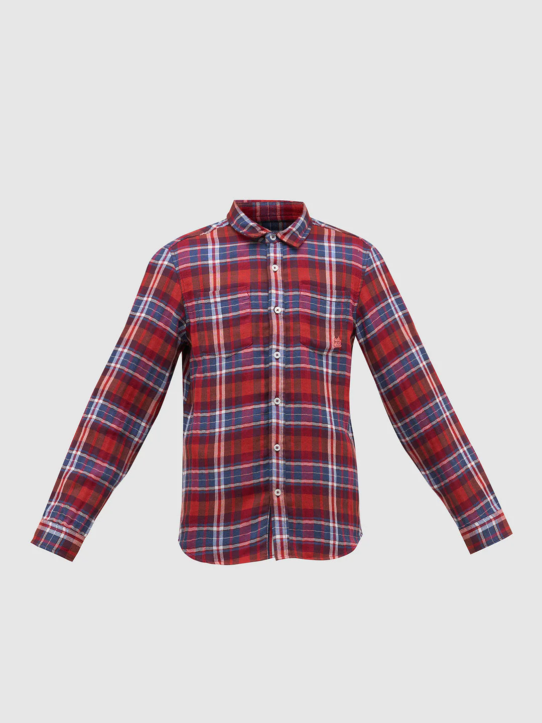 Boys Check Red Cotton Shirt - Image 7