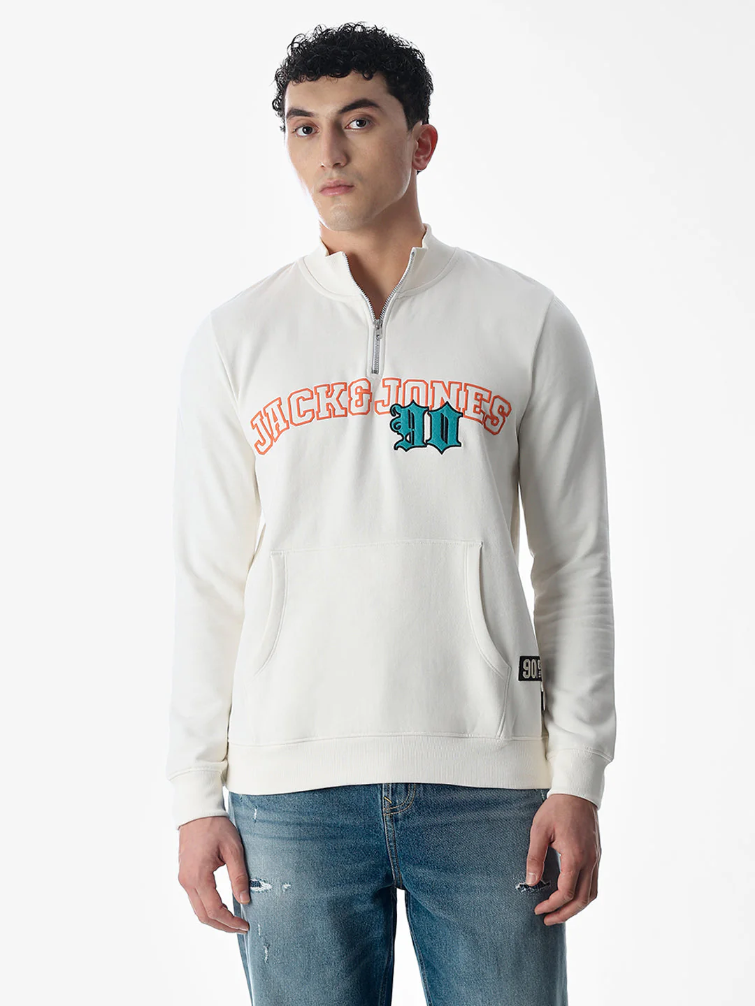White Embroidered Print Sweatshirt - Image 2