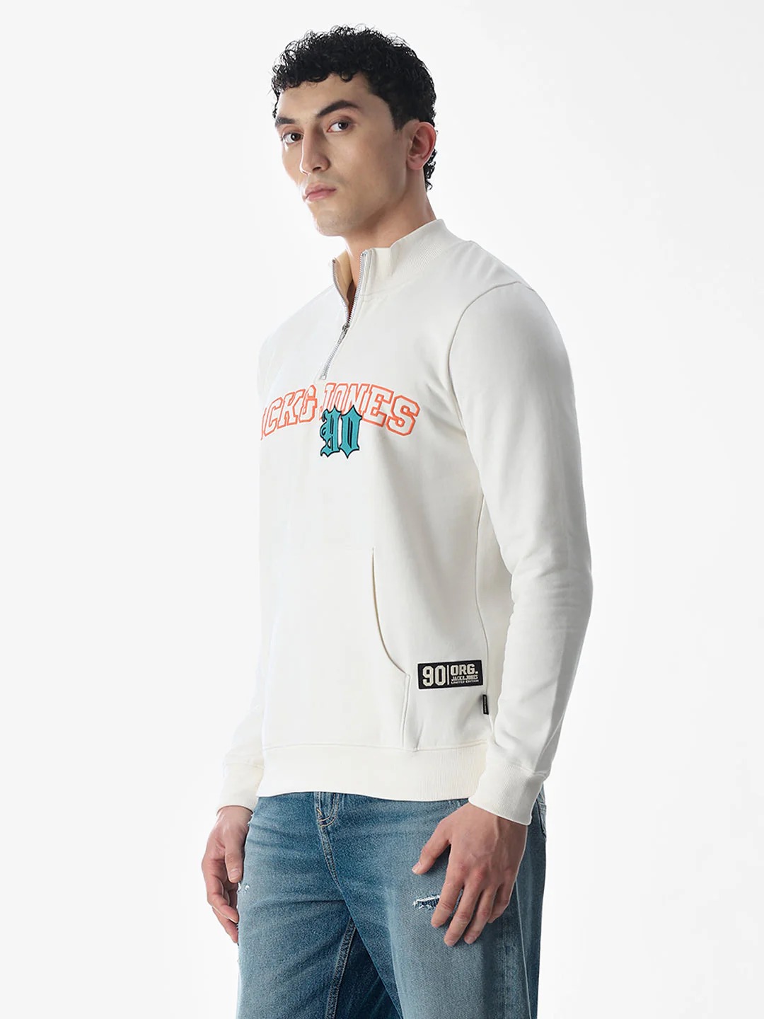 White Embroidered Print Sweatshirt - Image 3