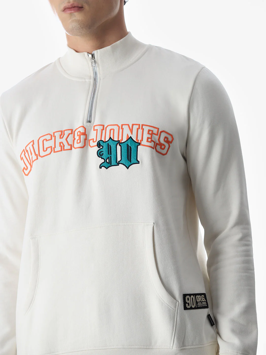 White Embroidered Print Sweatshirt - Image 5