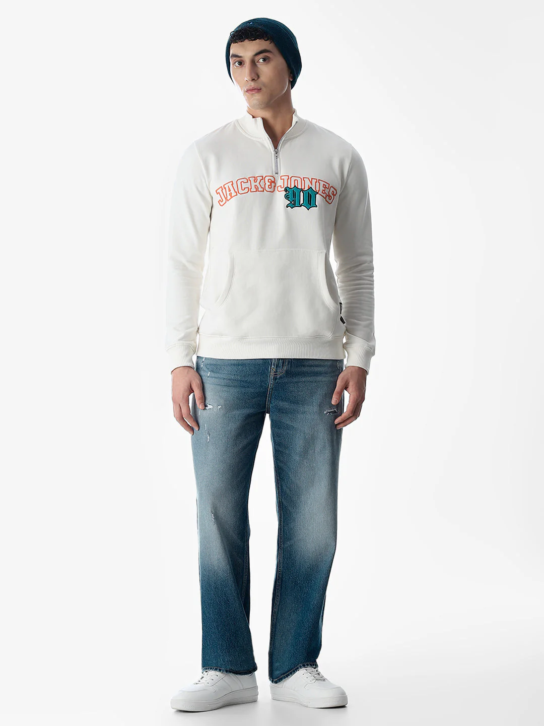 White Embroidered Print Sweatshirt - Image 6