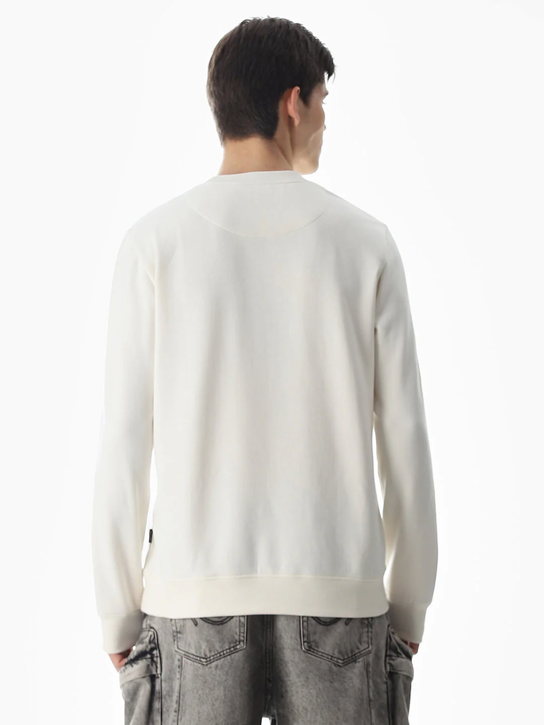 White Regular Fit Sweatshirt - Image 4