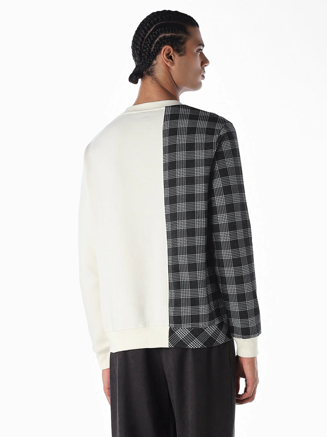 White Check Colourblocked Sweatshirt - Image 4