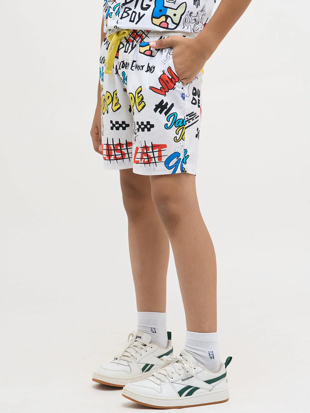 White Cotton Printed Shorts - Image 3