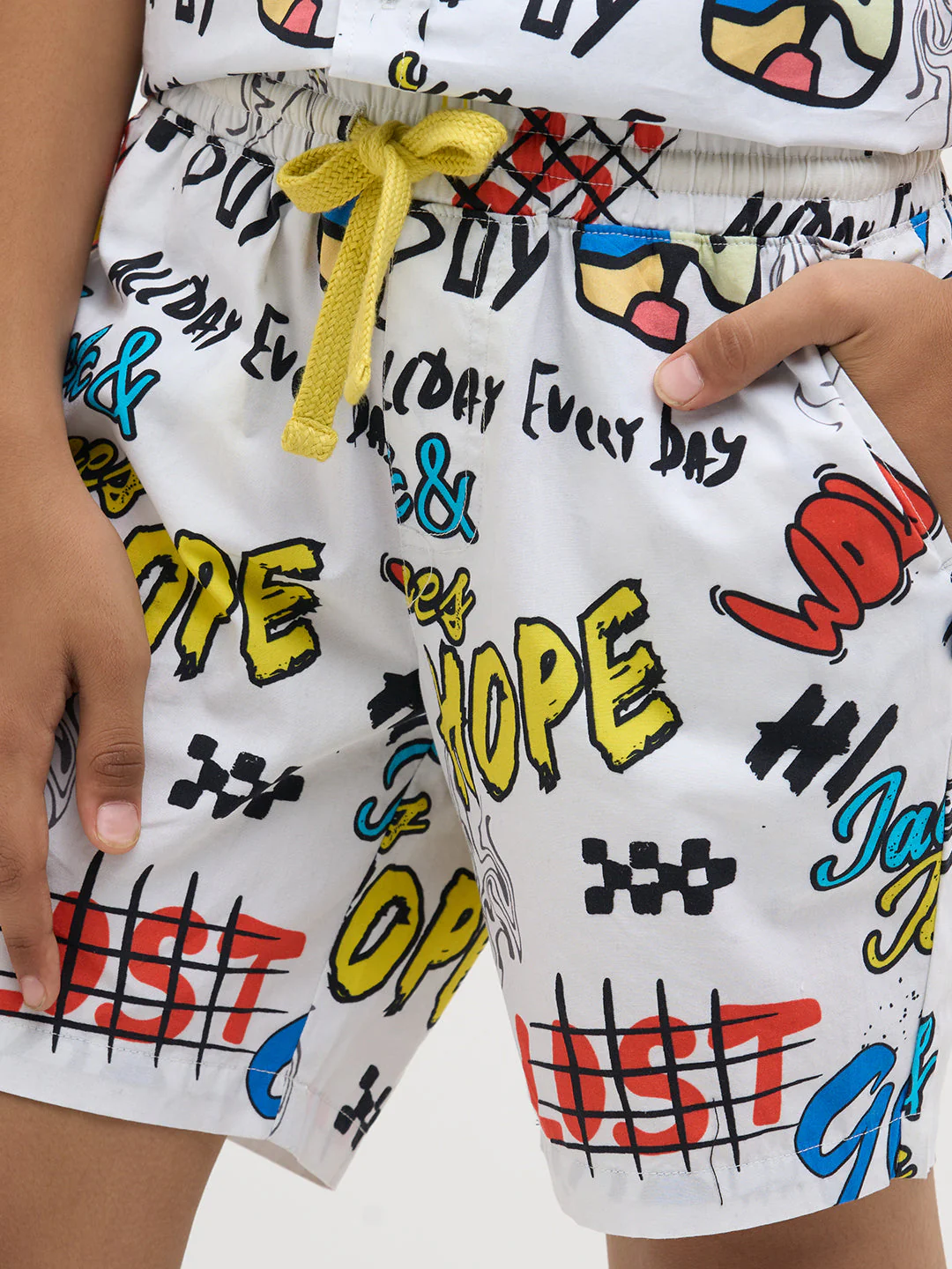 White Cotton Printed Shorts - Image 6