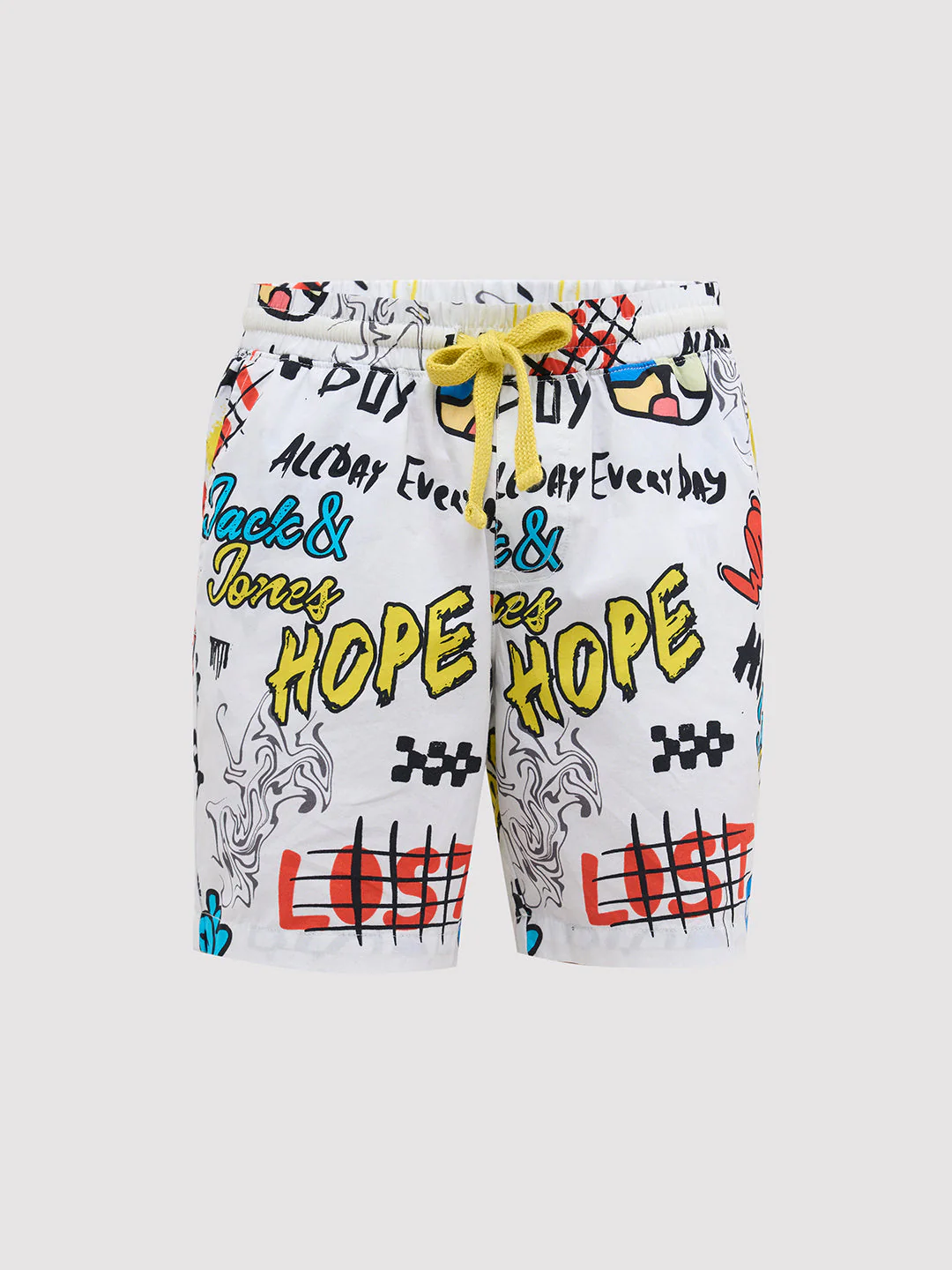 White Cotton Printed Shorts - Image 7