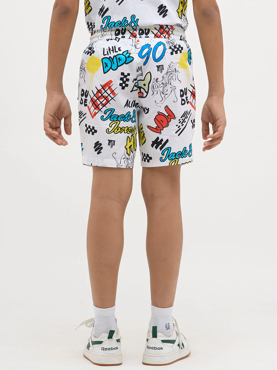 White Cotton Printed Shorts - Image 9
