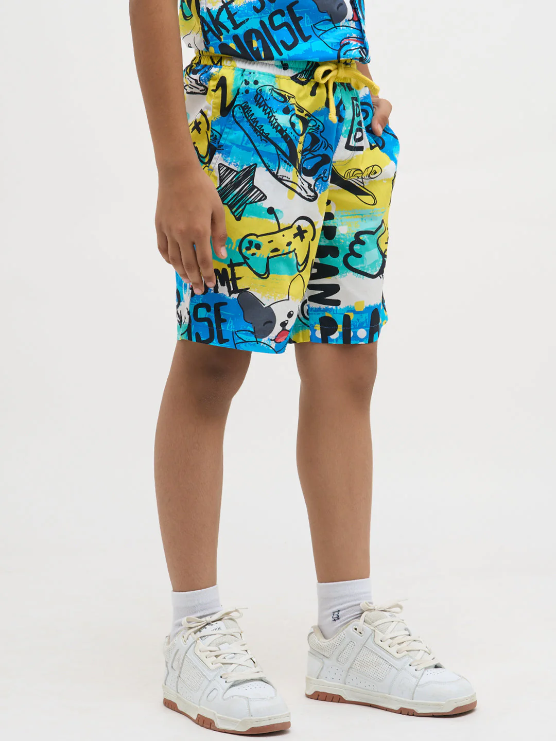 Blue Printed Cotton Shorts - Image 3