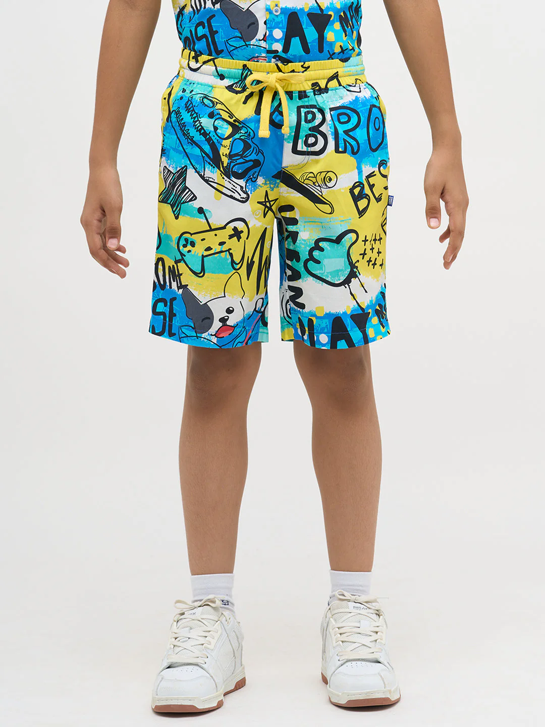 Blue Printed Cotton Shorts - Image 8