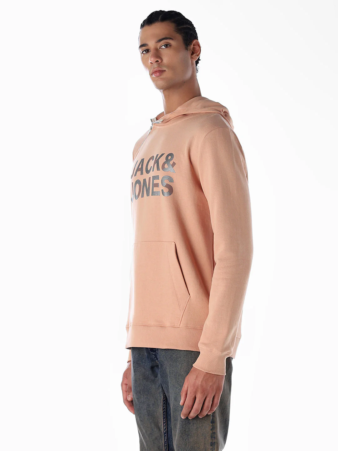 High Neck Logo Print Hoodie - Image 3
