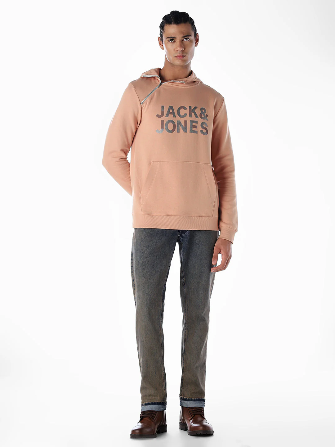 High Neck Logo Print Hoodie - Image 6