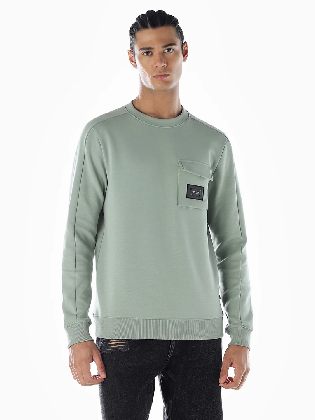 Crew Neck Pocket Detail Sweatshirt - Image 2