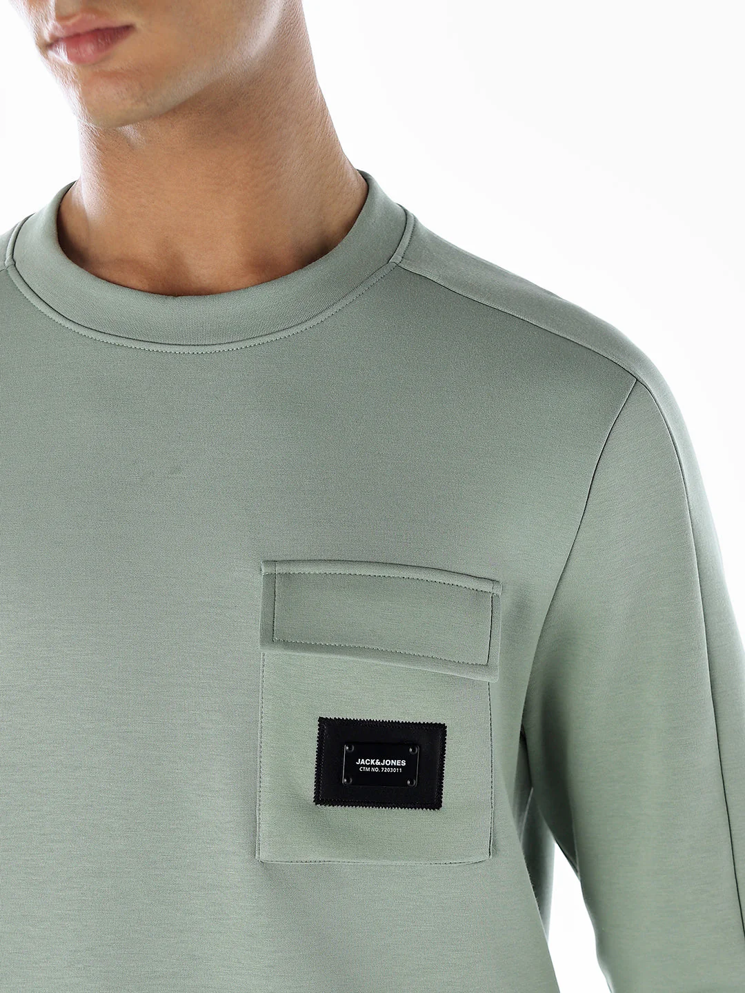 Crew Neck Pocket Detail Sweatshirt - Image 5