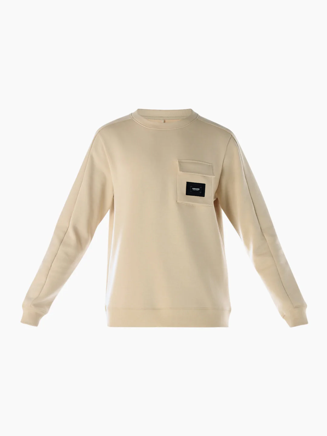 Crew Neck Pocket Detail Sweatshirt - Beige - Image 7