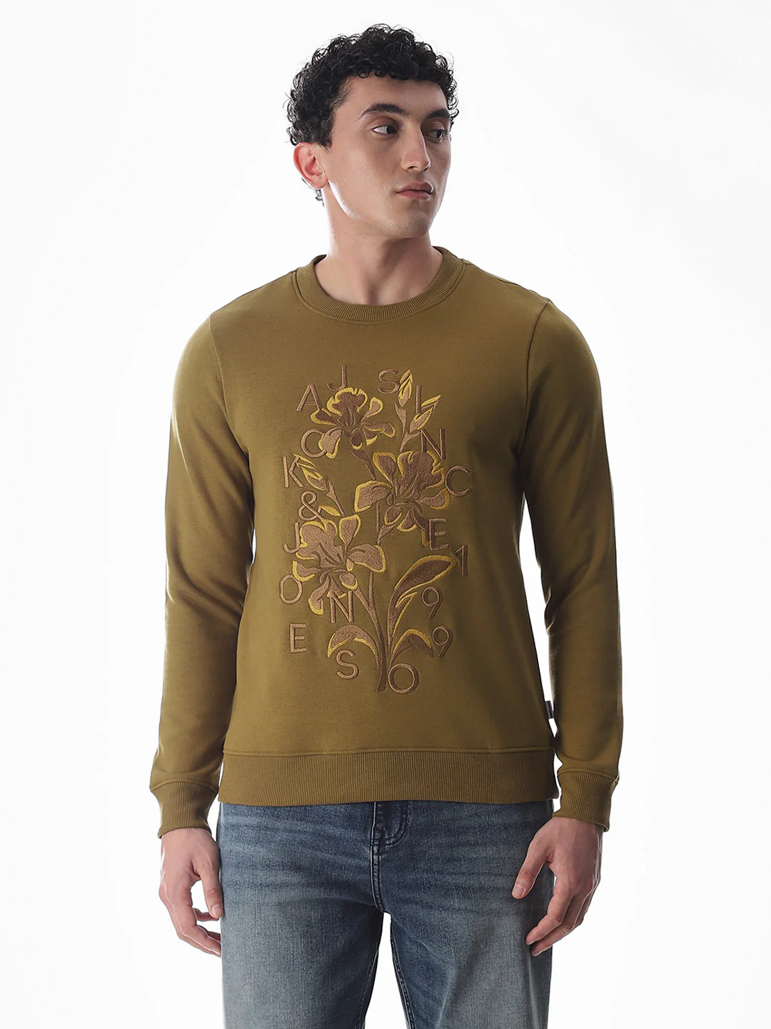 Embroidered Print Sweatshirt - Brown - Image 2