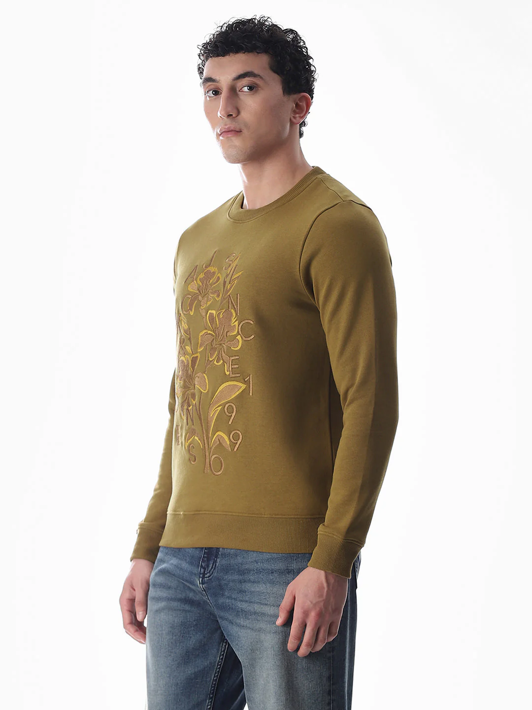 Embroidered Print Sweatshirt - Brown - Image 3