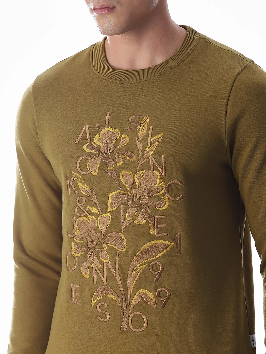 Embroidered Print Sweatshirt - Brown - Image 5
