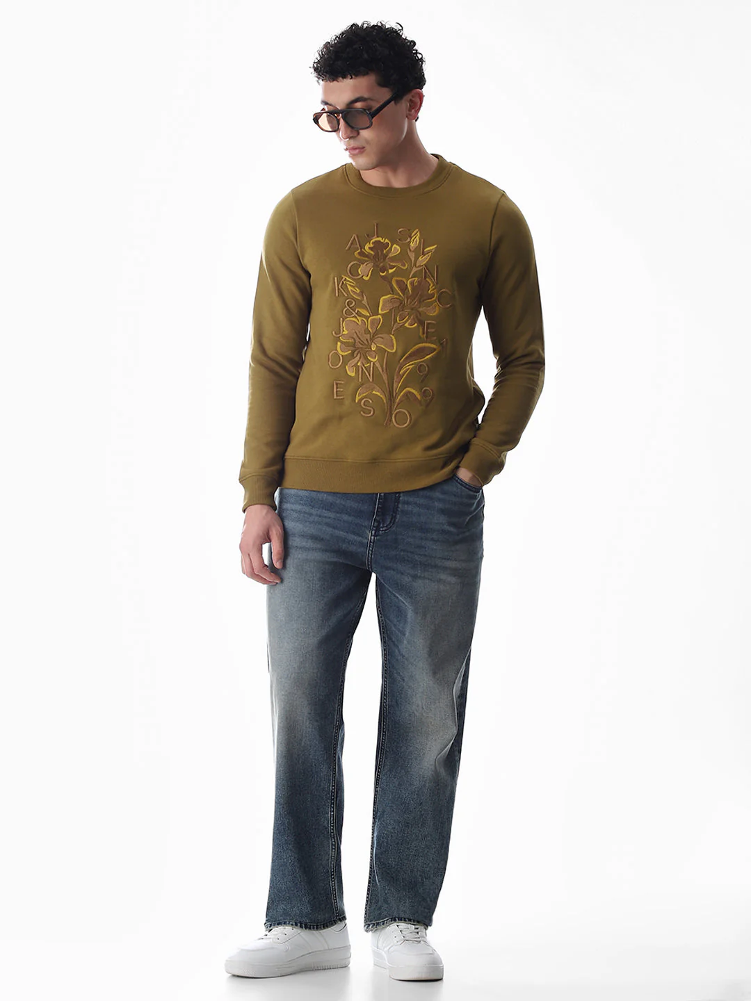 Embroidered Print Sweatshirt - Brown - Image 6