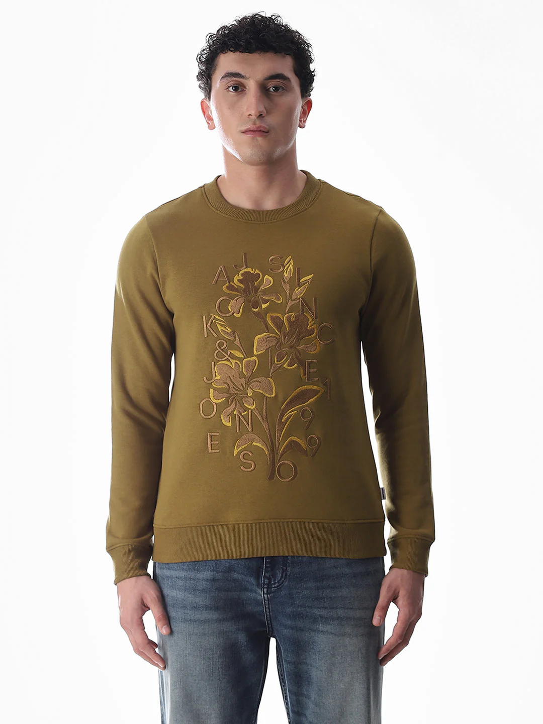 Embroidered Print Sweatshirt - Brown - Image 8