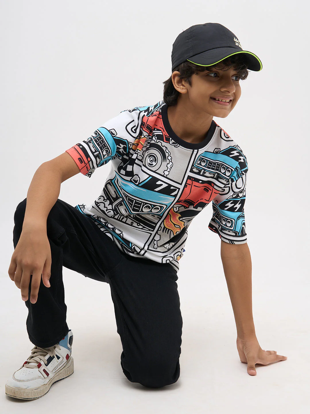 White Graphic Print Cotton T-Shirt