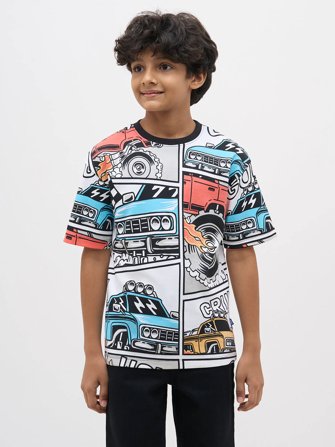 White Graphic Print Cotton T-Shirt - Image 2