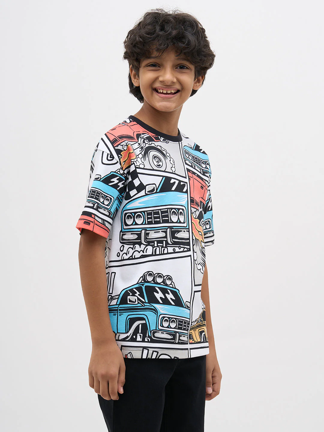 White Graphic Print Cotton T-Shirt - Image 3