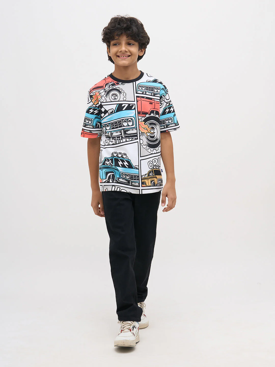 White Graphic Print Cotton T-Shirt - Image 5