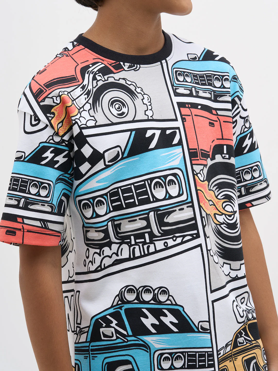 White Graphic Print Cotton T-Shirt - Image 6