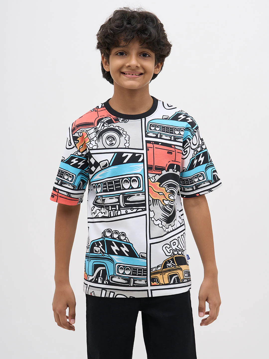 White Graphic Print Cotton T-Shirt - Image 8