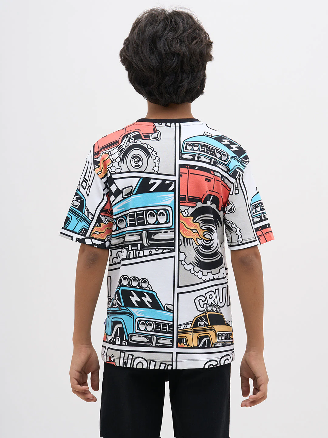 White Graphic Print Cotton T-Shirt - Image 9