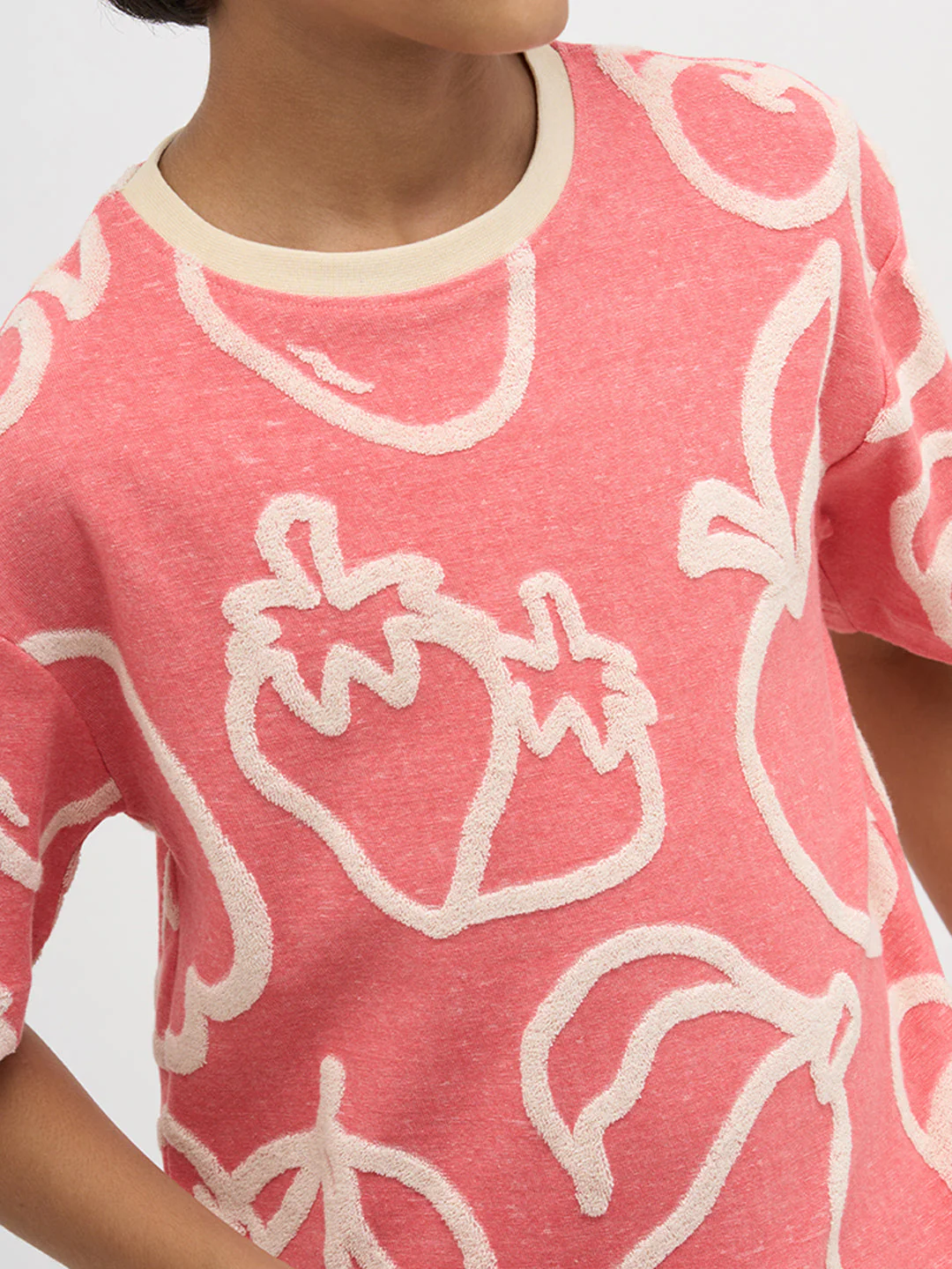 Pink Jacquard Oversized T-Shirt - Image 6