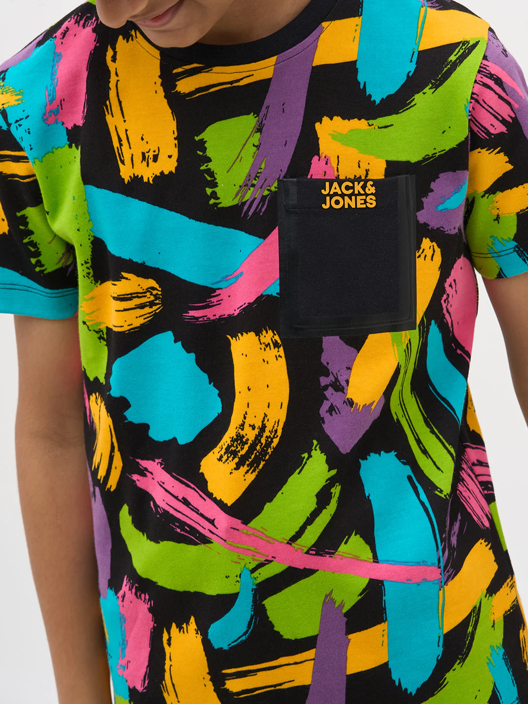 Black Abstract Print Cotton T-Shirt - Image 6