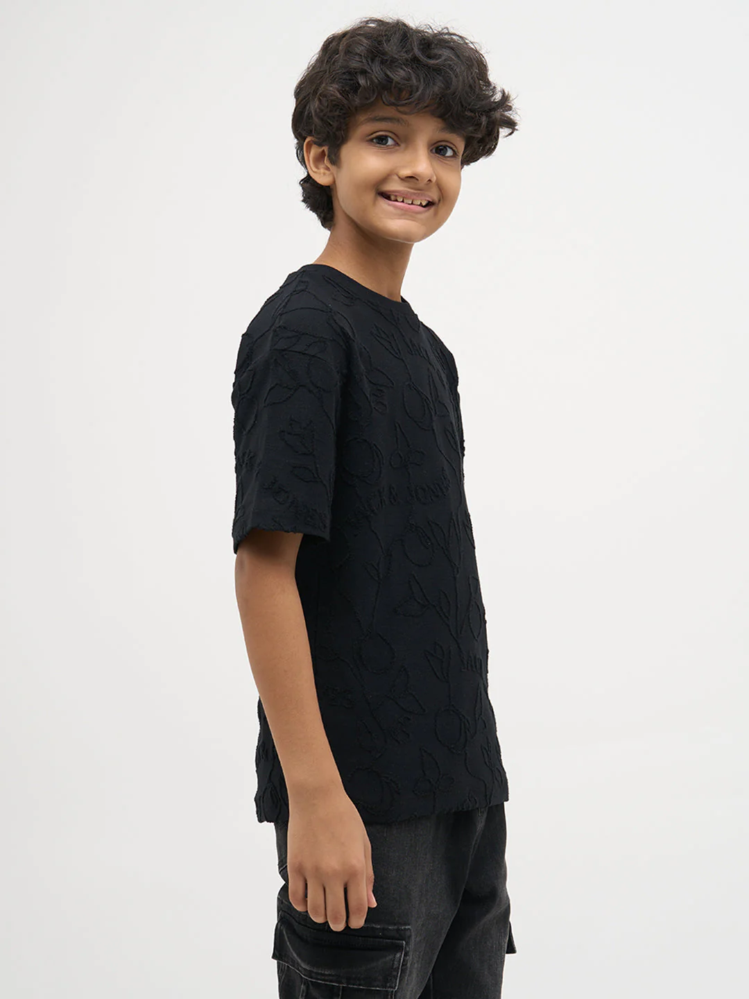 Black Jacquard Print Oversized T-Shirt - Image 3