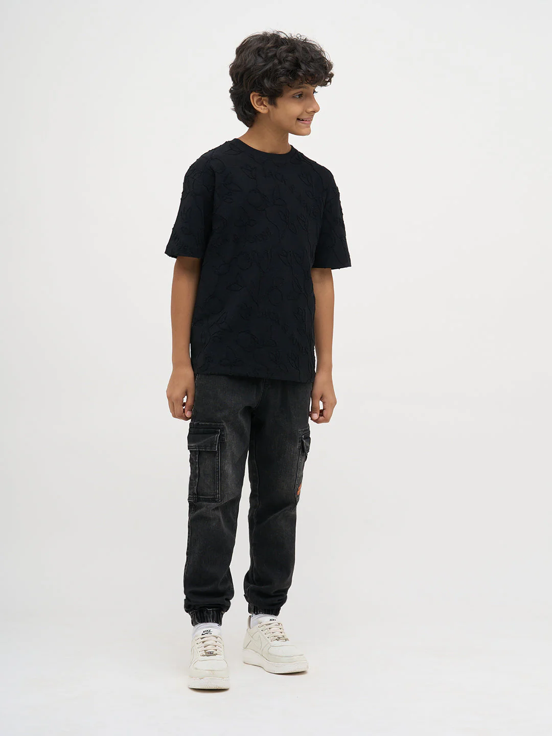 Black Jacquard Print Oversized T-Shirt - Image 5