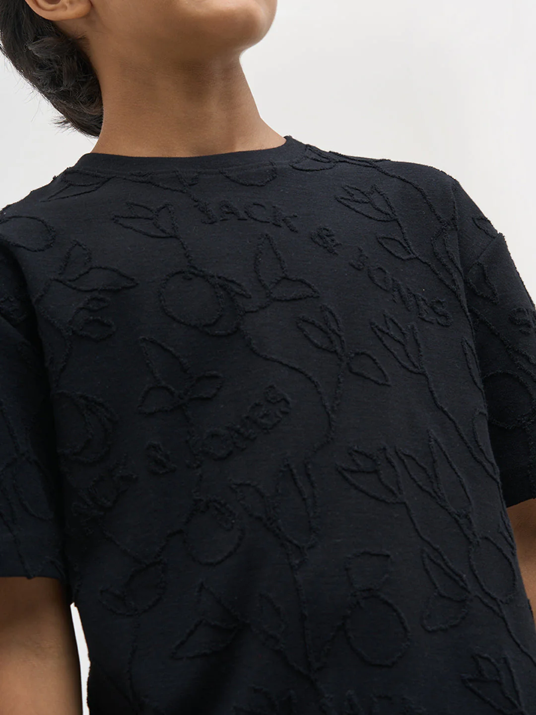 Black Jacquard Print Oversized T-Shirt - Image 6