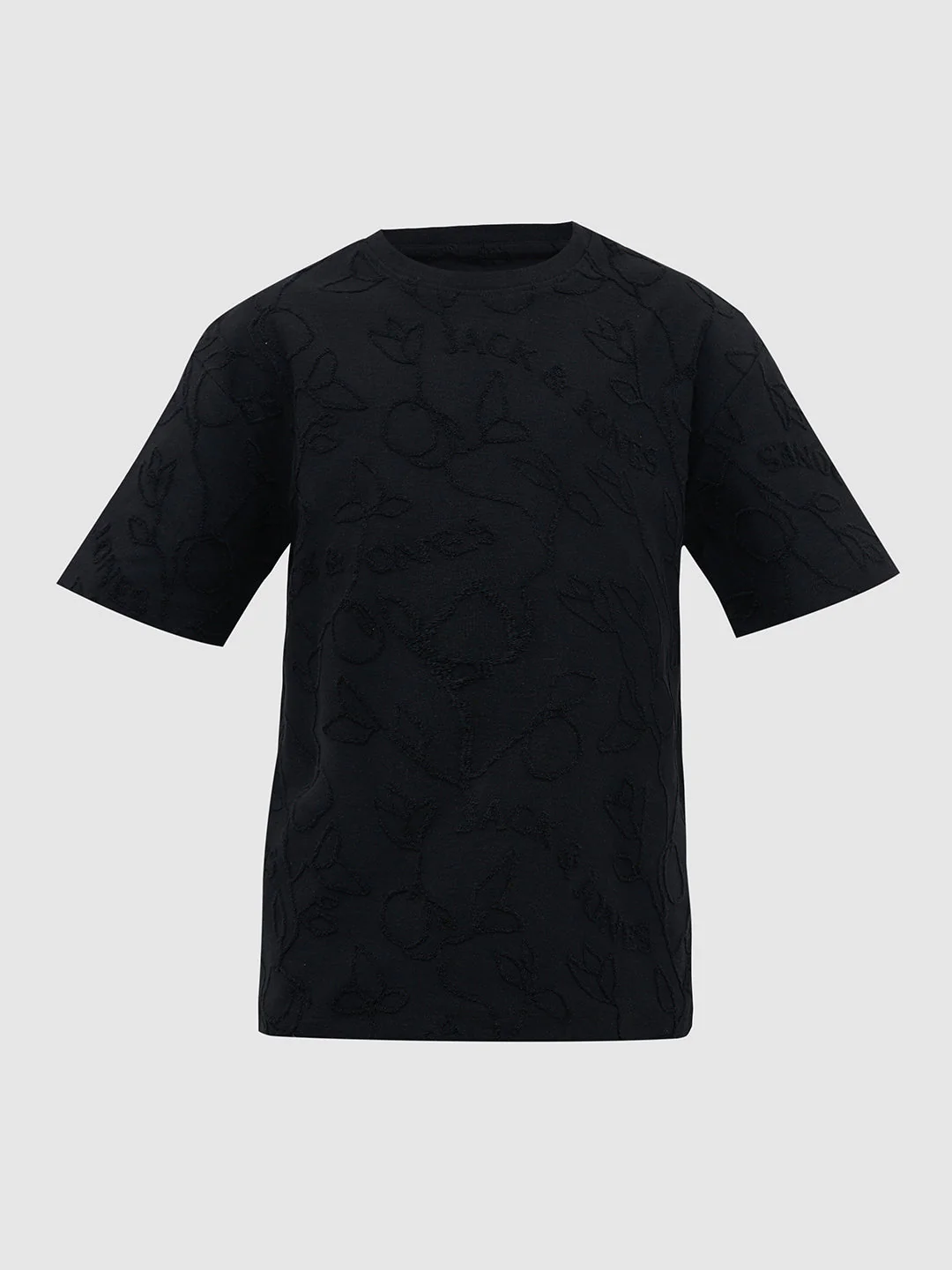 Black Jacquard Print Oversized T-Shirt - Image 7