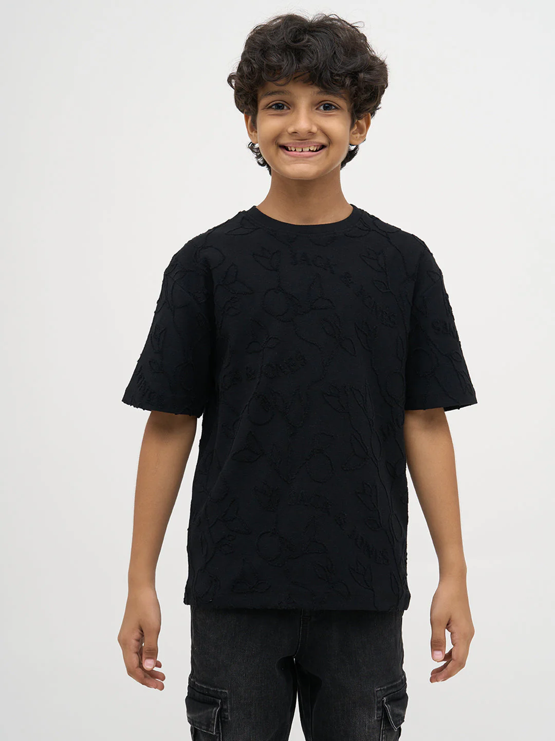 Black Jacquard Print Oversized T-Shirt - Image 8
