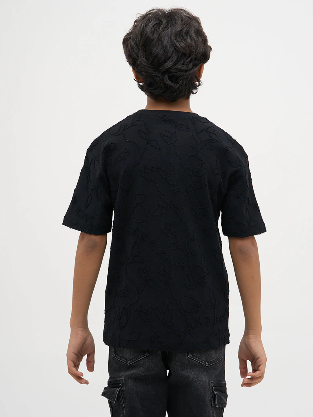 Black Jacquard Print Oversized T-Shirt - Image 9