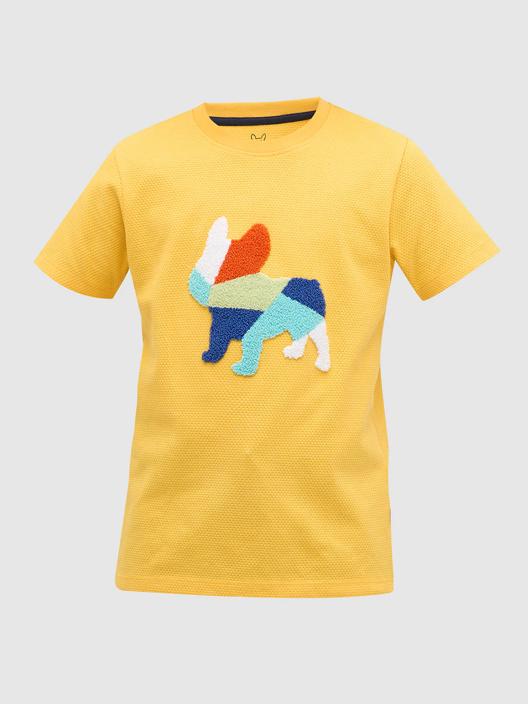 Yellow Embroidered Dog Print T-Shirt - Image 7