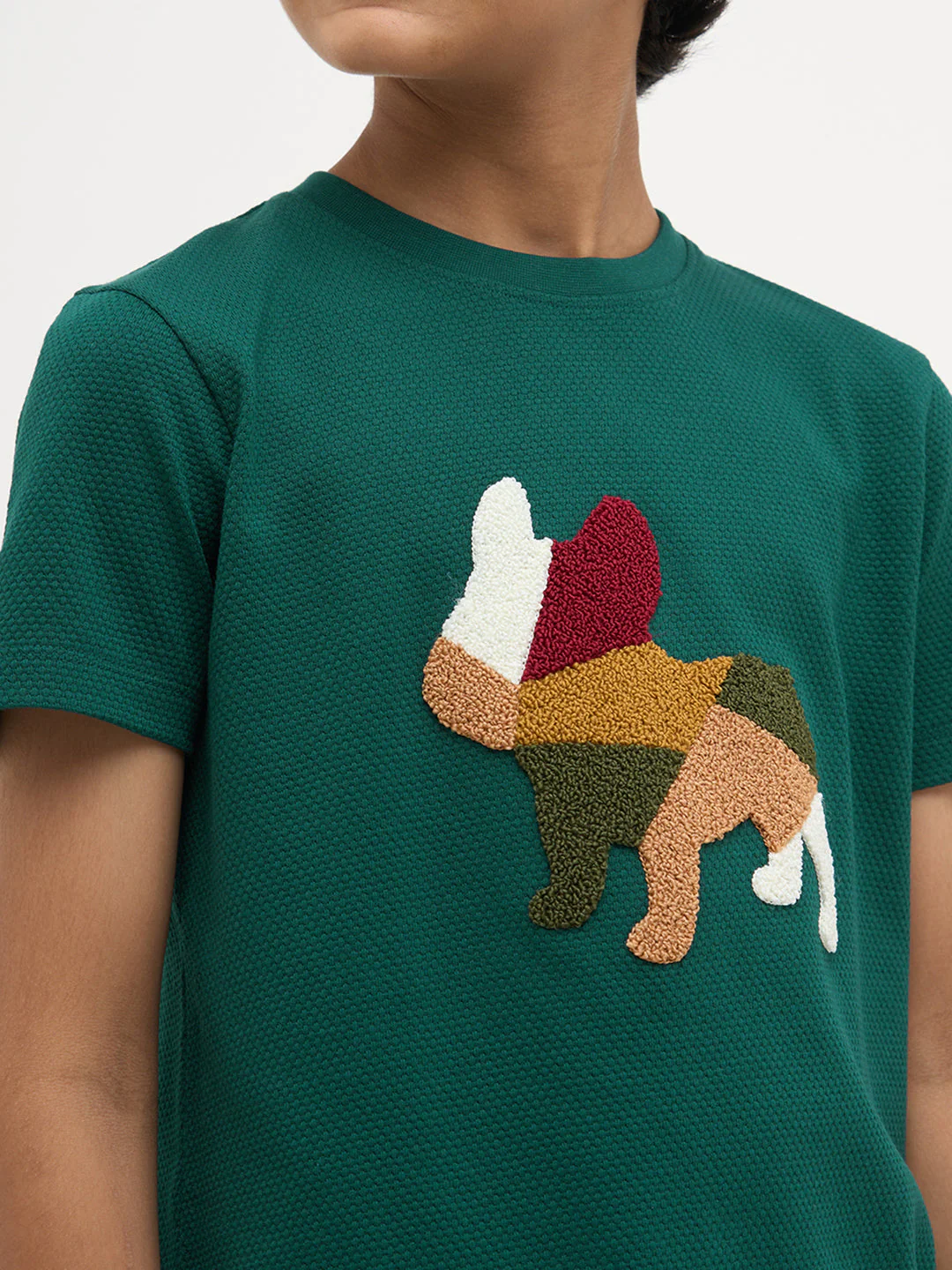 Green Embroidered Dog Print T-Shirt - Image 6