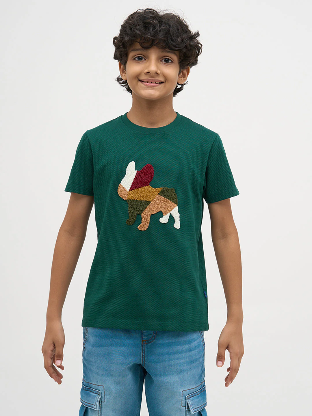 Green Embroidered Dog Print T-Shirt - Image 8