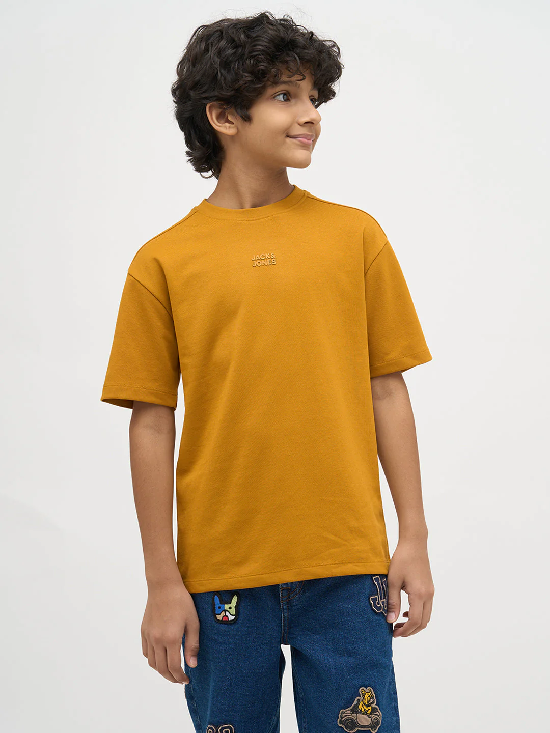 Boys Logo Text Print T-shirt - Mustard - Image 2