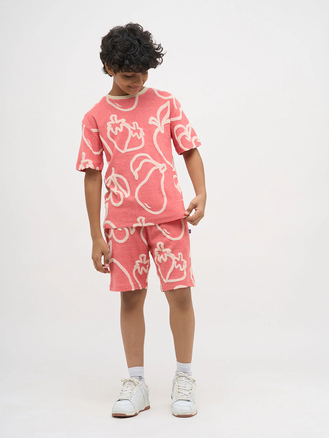 Pink Jacquard Cotton Shorts - Image 5