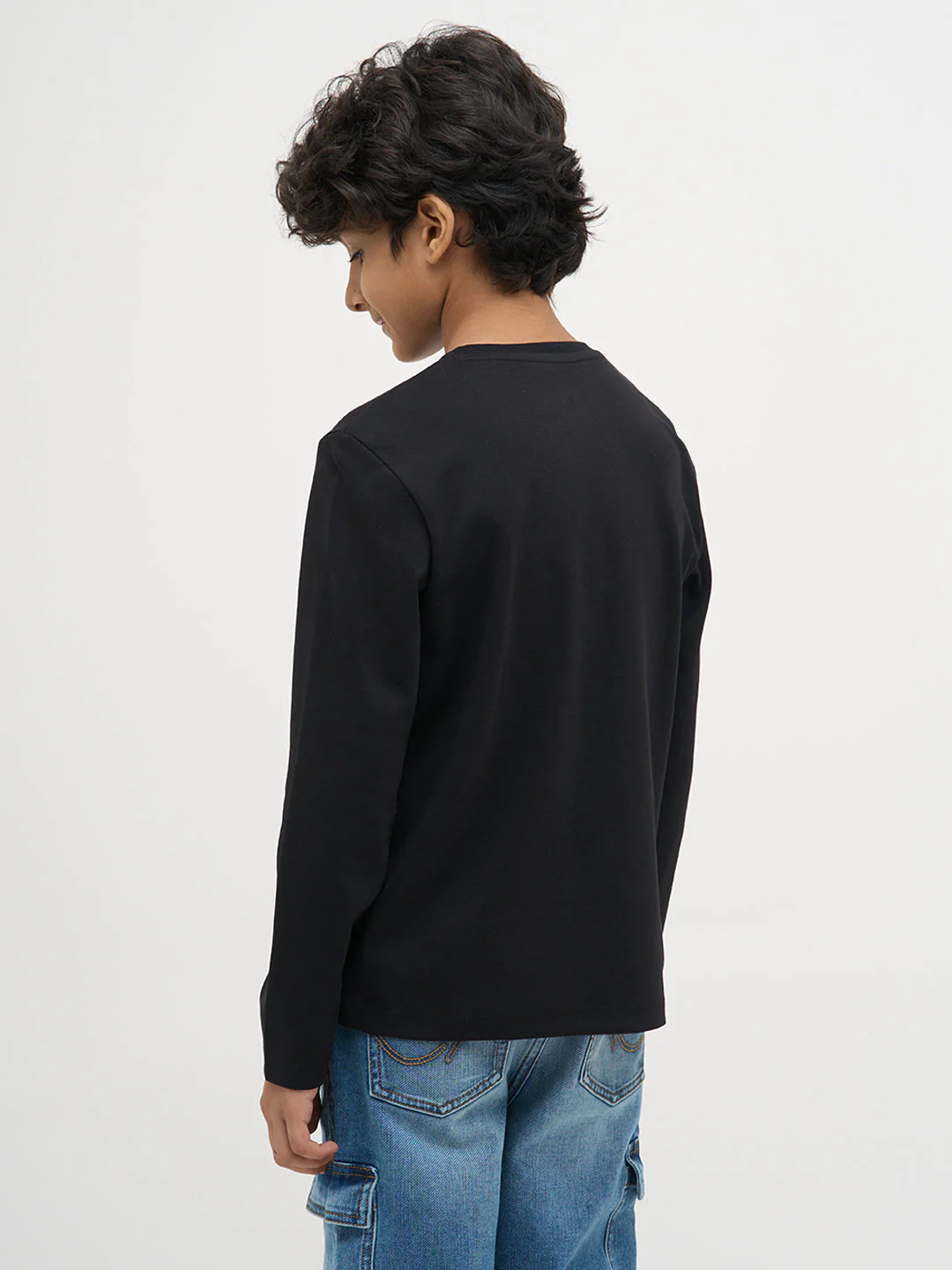 Black Printed Full Sleeves T-Shirt - Image 4